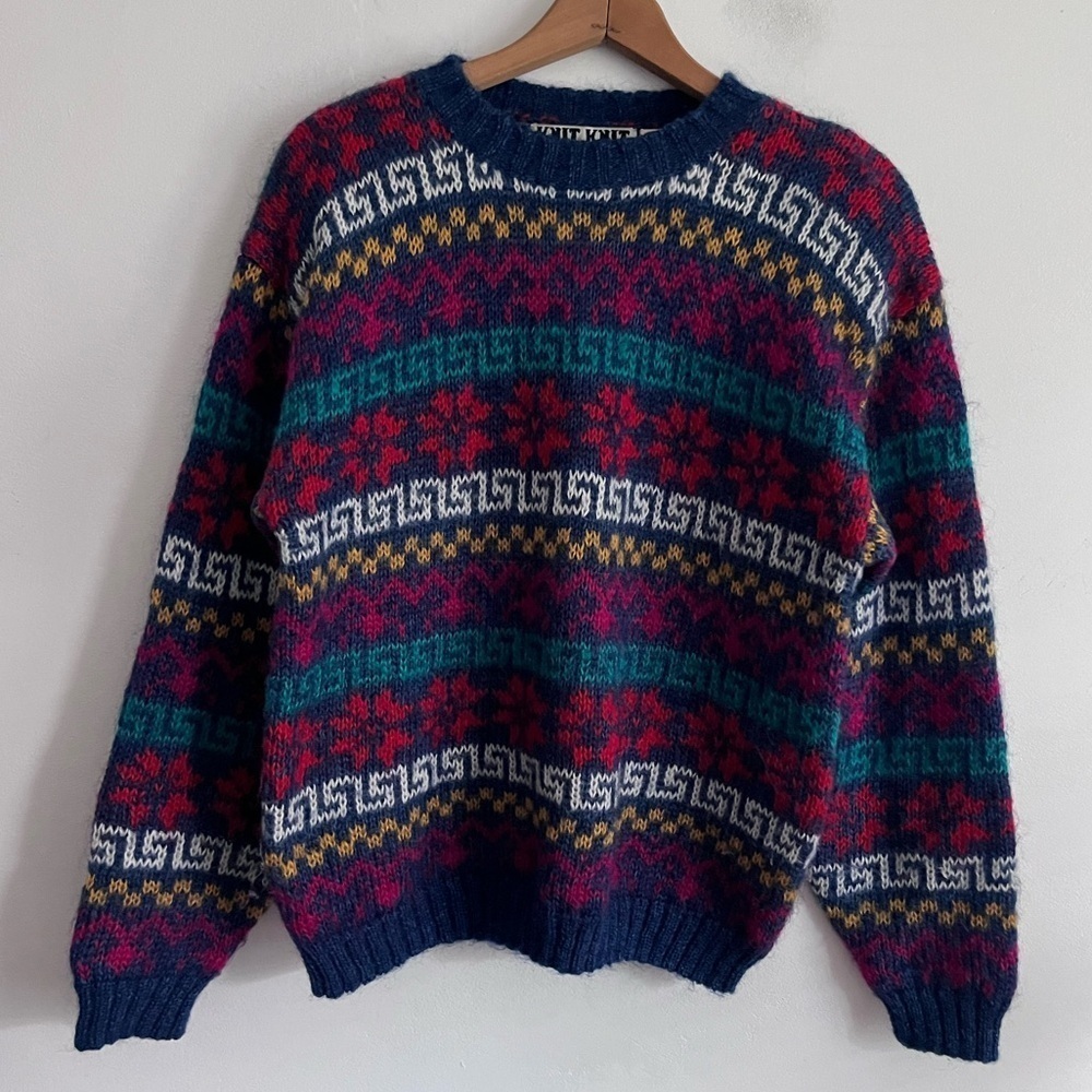 Vintage Aztec Mohair Crew Neck Sweater